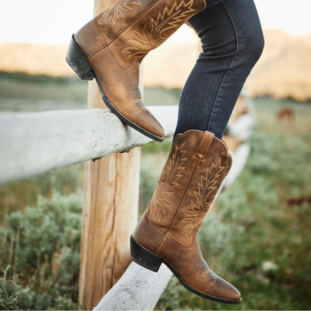 Ariat Heritage R Toe Western Boot, Leather, Brown, 10B